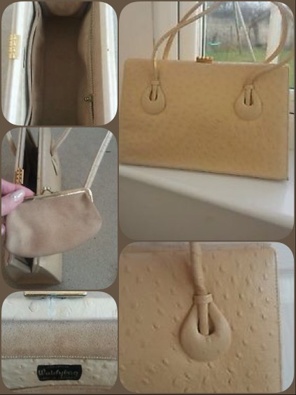 Vintage cream ostrich leather handbag - Waldybag (photos from eBay seller)