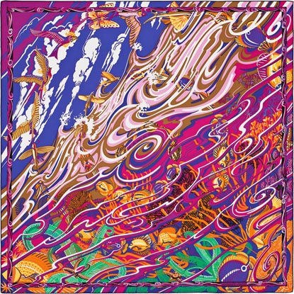 エルメス　スカーフ 90cm レア品❣️「De La Mer au Ciel」柄 エルメス)カレ90《海と空の狭間De la Mer au Ciel》スカーフ (HERMES