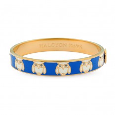 Bluebell and cream enamel, Owl bangle - Halcyon Days