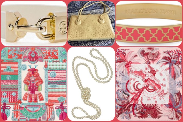 Accessories in shades of cream and coral