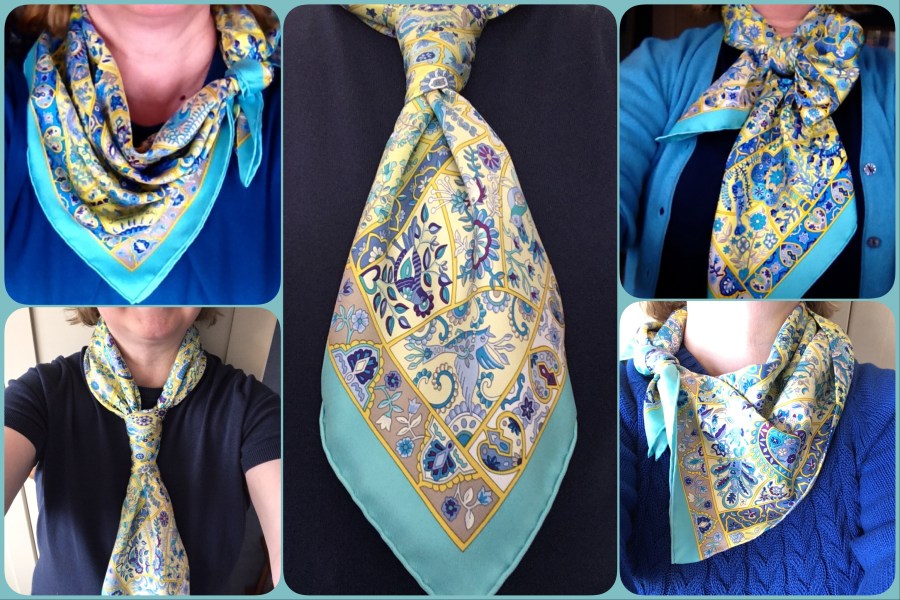 Au Pays des Oiseaux Fleurs in a range of scarf ties