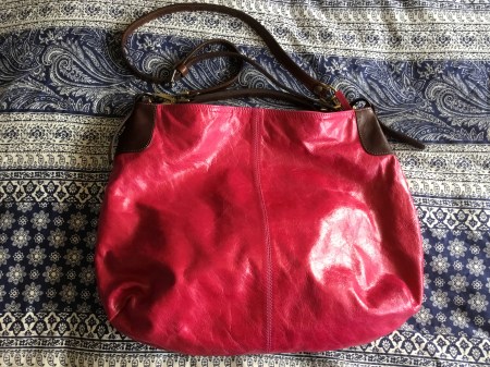 Fuchsia and brown leather handbag - Peony and Moore