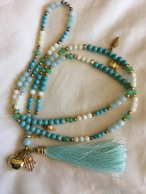 Turquoise beaded tassel necklace - BOHO-LANE