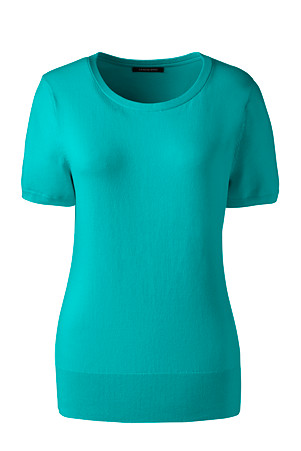 Cotton mix top in marine teal - Lands' End