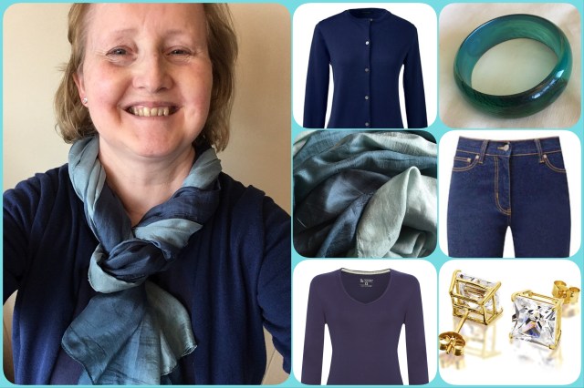 Outfit of the day 08/08/17 with teal ombré shawl