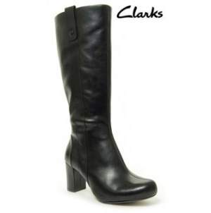Black leather boots by Clarks