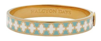 Eau de nil and cream enamel and gold bangle - Halcyon Days