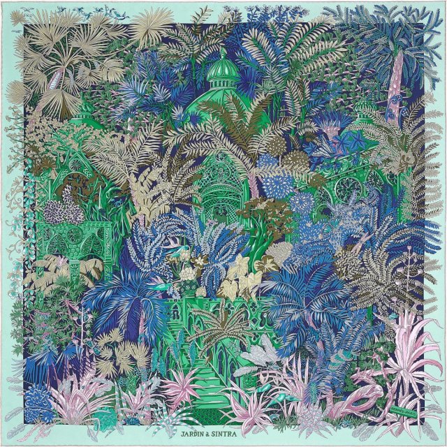 Jardin à Sintra by Annie Faivre for Hermès, colourway #05