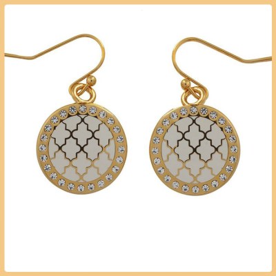 Cream enamel, crystal and gold Agama earrings - Halcyon Days