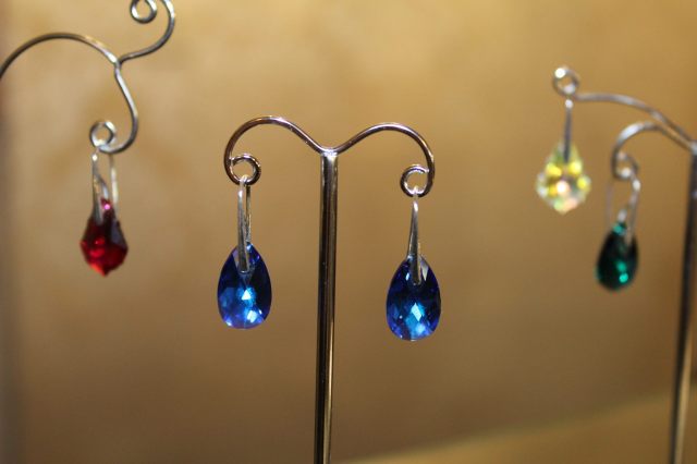 Blue crystal and silver earrings from Sonrisa Boutique