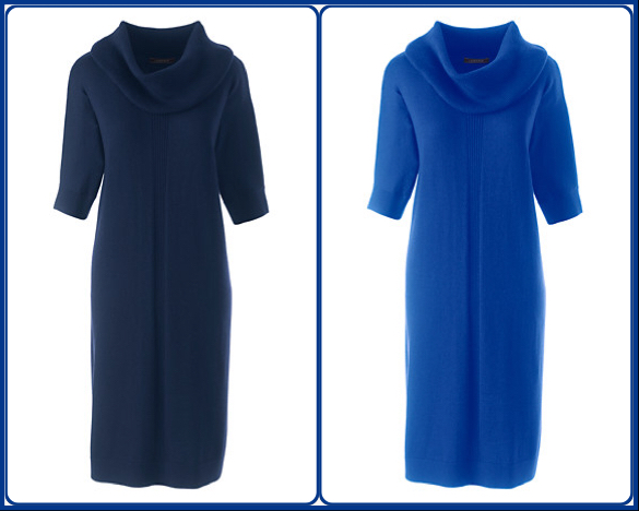 Navy and cobalt merino wool knitted dresses - Lands’ End