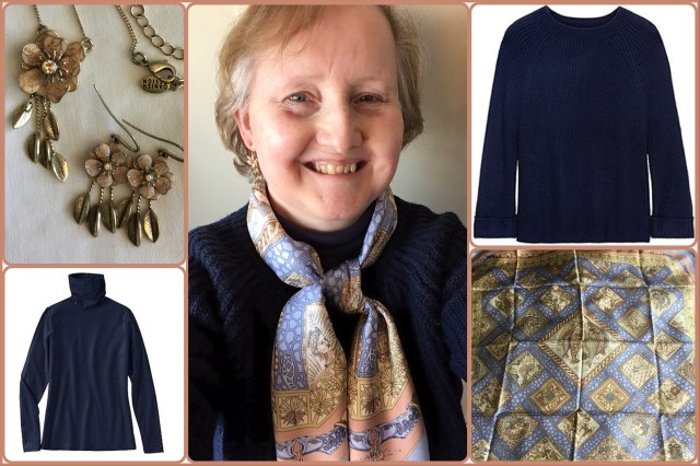 Outfit of the day 23/02/18 with Hermès’ Mare Nostrum scarf